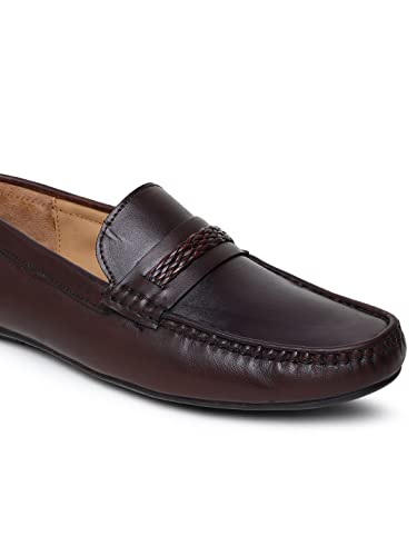 Image of Teakwood Men Solid Genuine Leather Brown Loafers