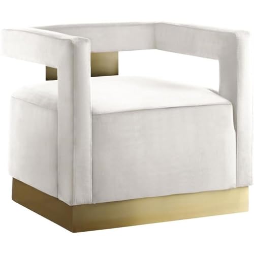 Sillón Terciopelo Cremoso con Acabado Dorado miniatura 1