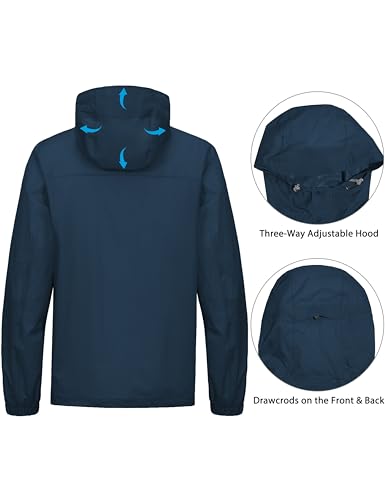 Image of Little Donkey Andy Men's Waterproof Rain Jacket Coat, Lightweight Raincoat Windbreaker with Hood for Golf Hiking, UPF 30