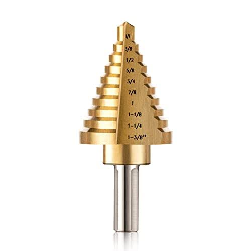 ZELCAN 10 Sizes Titanium Step Drill Bit, 1/4 to 1-3/8