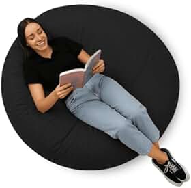 Puff Redondo Gigante Com Enchimento Tecido Suede, Confortável para Decoração, Eventos, Sala e Quarto, Resistente, Macio e Fácil de Limpar, (Preto)