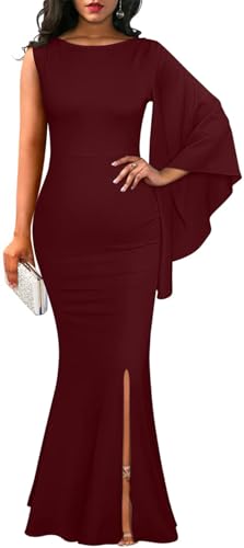 ZonJie Women's Formal Dress Sexy Elegant Short Sleeve Off Shoulder Bodycon Long Evening Party Wedding Guest Dresses