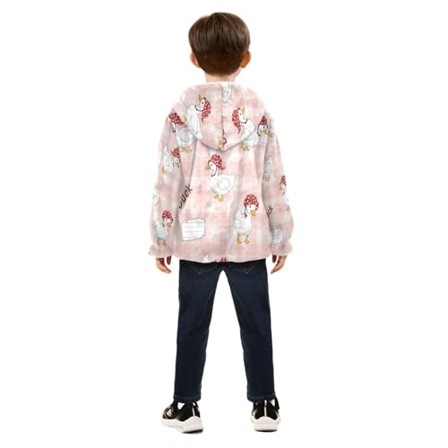Duck Pattern with Hats Toddler Fleece Jacket Girl Boys Hooded Fleece Jacket Coat Warm Outwear Zip-up 3-10T4