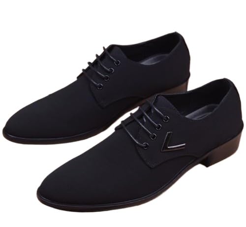 Men's Dress Formal Point Toe Shoes Business Increase Height Elevator lace up New (Black,US8.5=UK7.5=EUR41)