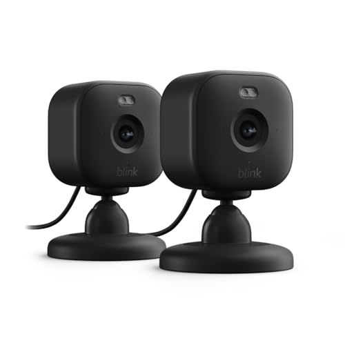 Blink Mini 2 | Caméra de surveillance connectée à prise, vidéo nocturne HD en couleur, projecteur intégré, système audio bidirectionnel, détection de mouvements | 2 caméras | Noir
