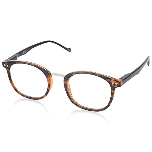 Image of In Style Eyes Modern Reading Glasses - Full-rimmed, Classic Oval Style, Lightweight Frame with Metal Spring Hinges - Tortoise - 3.0x