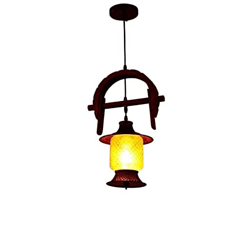 Pendant Lamp Industrial Solid Wood Ceiling Light Retro Mediterranean E27,Bedroom,