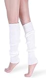 *daisysboutique* Retro Unisex Adult Junior Ribbed Knitted Leg Warmers (One Size, White)