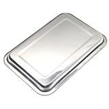 AMUSLESUR Verdicktes Edelstahl Backblech 43x33cm mit Super Spiegelpolitur Flaches Quadratisches Serviertablett zum Grillen und Gemüse Servieren