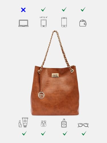 Image of Bagsy Malone Bucket Shaped Tote Bag -Set of 2 | Handcrafted Side Tote Bag for Office and College (Croco Maroon)