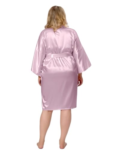 Image of EPLAZA Women Silky Satin Robe Wedding Bridal Party Bride Bridesmaid Robes Kimono Loungewear Dressing Gowns