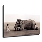 SaiFfe Boy Reading To Elephant Poster Decorative Painting Print Modern Home Bedroom Living Room Decoration Canvas Wall Art Aesthetic (Unframed,16×24inch)