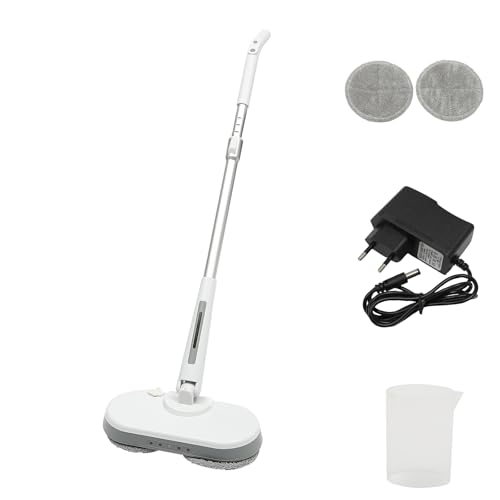 ACROSSPART Bodenwischer Elektrisch Wischer Boden Geräuscharm Akku Sprühmopp Nass und Trockenmopp Wischer Elektrisch mit LED Beleuchtung und Rotierender Moppkopf