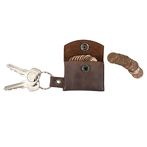 Hide & Drink, Leather Tiny Coin Holder Keychain/Key Ring/Holder/Pouch/Case/Accessories, Handmade Includes 101 Year Warranty :: Bourbon Brown #TOP4