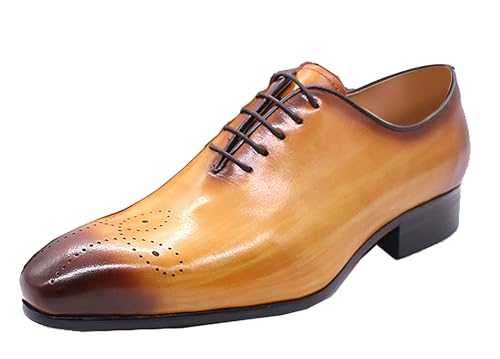 Santimon Mens Oxfords Formal Dress Genuine Leather Handmade Derby Casual Brogues Oxfords Tuxedo Fashion Walking Shoes for Men