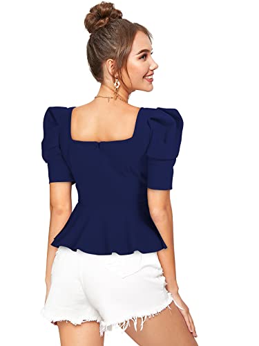 Image of ILLI LONDON Women's Puff Sleeve Peplum TOP