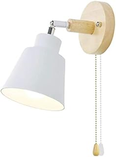 OMISHINE Wall Lights with Pull Cord Switch E27 Pull Switch Bedroom Interior,Safe for Child,Nursery,Not Included Bulb Freely 350° with Switch Rotatable