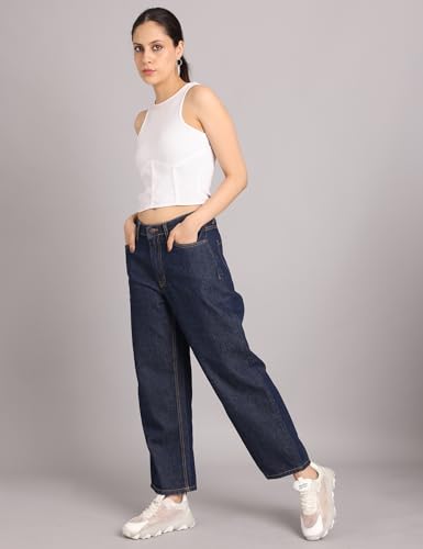 Image of INKD Women's Relaxed Fit Jeans - Mid-Rise | 100% Cotton | Jeans for Women (Available in Plus Sizes)