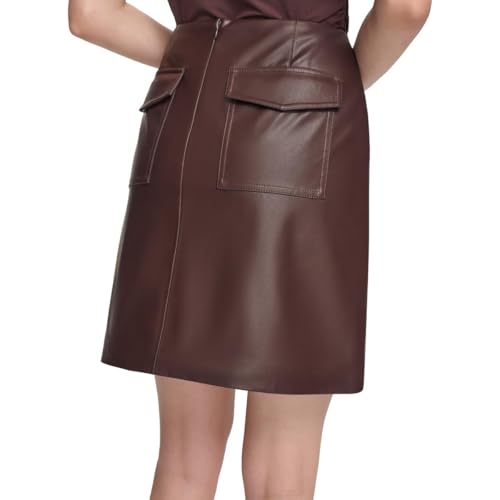 Calvin Klein Womens Faux Leather Mini Skirt Brown 142