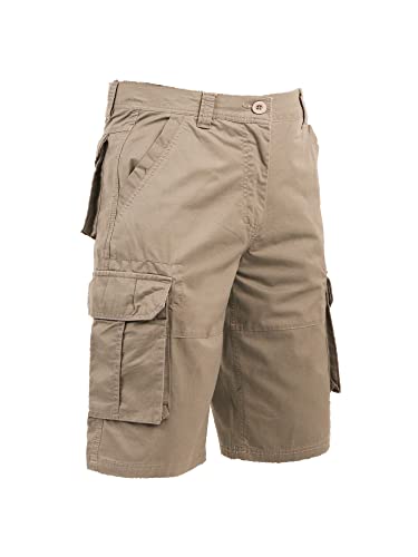 COEVALS CLUB Men's Casual Cargo Shorts Relaxed fit Twill Multi Pockets Outdoor Pants (#6 Dark Khaki, 34)