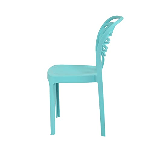 Image of Oaknest Supreme Oak Armless Plastic Dining Chair | Compact & Ergonomic Design for Home, Living Room, Balcony & Outdoor Seating | Color : Aqua Blue, Set of 2