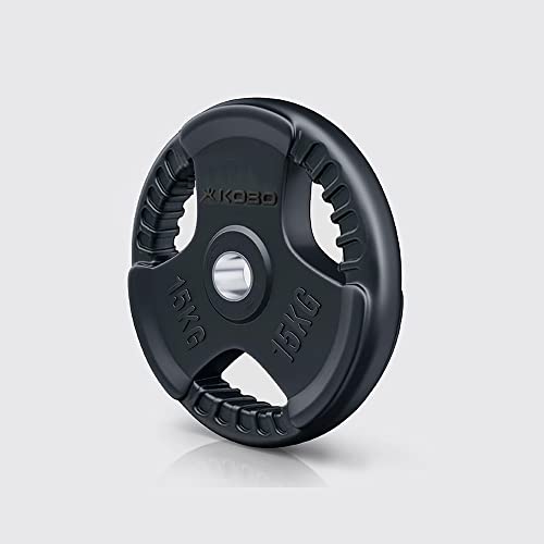 Image of Kobo 2.5 Kg (31 mm) Fitness Rubber Coated Tri-Grip Plate & Integrated Metal Grip Rubber Weight Plates - Sold in Pairs (Imported)
