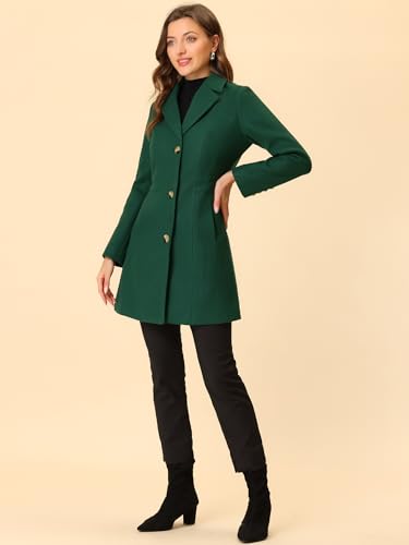 Image of Allegra K Womens Winter Elegant Pea Coat 2026 Single Breasted Long Overcoat | Notch Lapel Collar, Warm, Work Office Trench Coats,Outwear Outfit