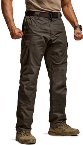 Image of CQR Men's Flex Ripstop Tactical Pants, Water Resistant Stretch Cargo Pants, Lightweight EDC Hiking Work Pants