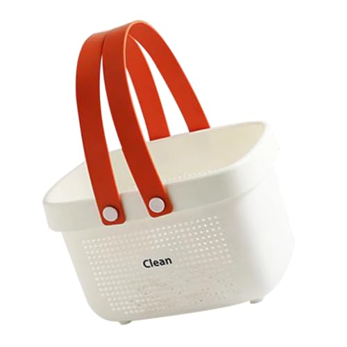 TOYANDONA Portable Hollow-out Shower Caddy Basket with Handle, Small Orange White Bathroom Accessory for Toiletry Storage and Travel Household Bath Organizer