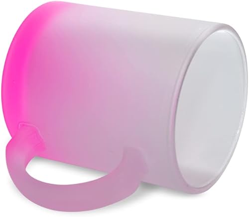 Miniatura 4 de MR.R Juego de 6 tazas de vidrio rojo rosa esmerilado de 11 onzas con asa para transferencia de revestimiento térmico térmico