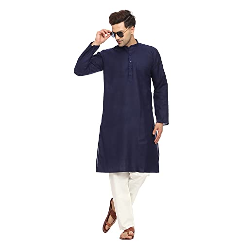 Image of ITOS365 Men Cotton Blend Kurta Pyjama Set Party Fashion Regular Ethinic Wear Indian Dress Gift for Men