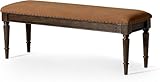 Maven Lane Elizabeth Traditional Wooden Upholstered Bench, Padded Seat for Kitchen Dining Room Table or Entryway in Antiqued Brown Finish