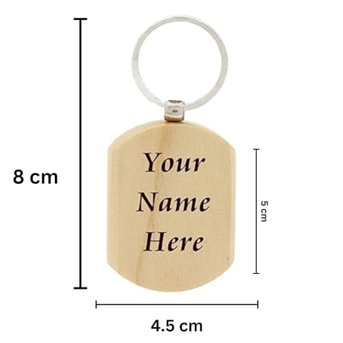 Image of Wooden Personalized Keychains with Custom Name Engraving, Pack of 10