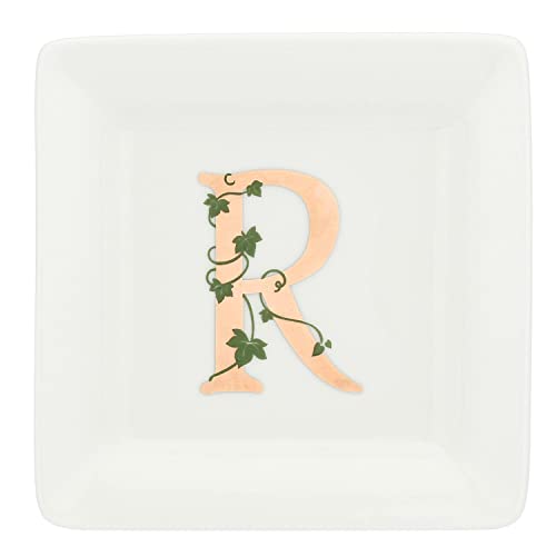 LA PORCELLANA BIANCA - Piattino Quadrato Lettera R - Arredo Casa, Cucina - Linea Adorato - Idea Regalo - Porcellana - 10x10xh1,5 cm
