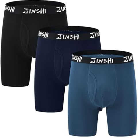 JINSHI Bokserki bambusowe długie męskie majtki majtki majtki z mikrofibry duże opakowanie, Opakowanie 3 szt, 5XL