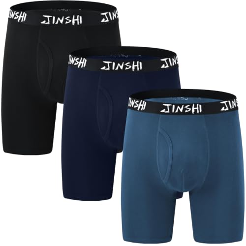 JINSHI Bokserki bambusowe długie męskie majtki majtki majtki z mikrofibry duże opakowanie, Opakowanie 3 szt, 5XL