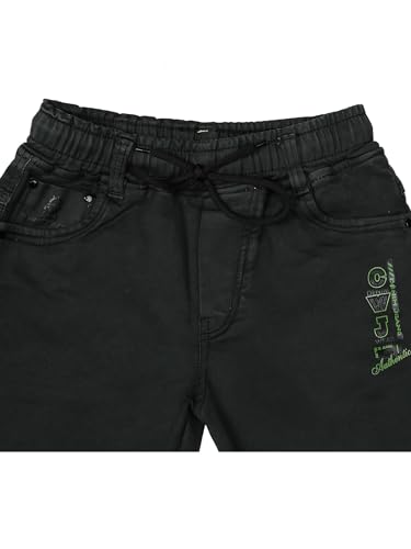 Image of Boys Regular fit Shorts, Elastic with Drawstring Waistband, Stretchable Soft Cotton Denim, Solid, Above Knee Length