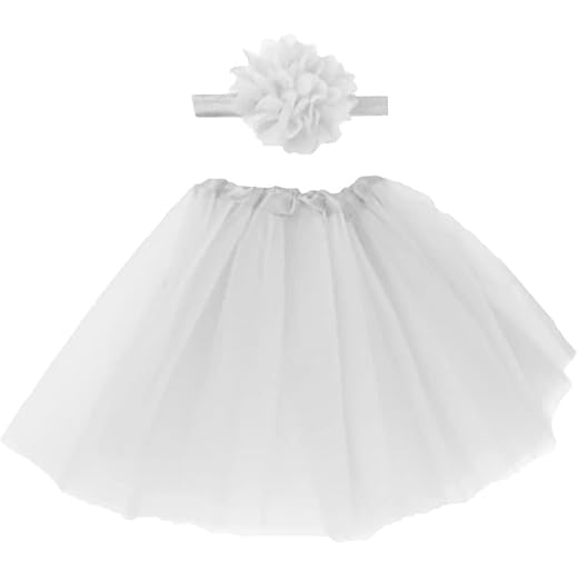SYGA Baby Girl Tutu Skirt + Headband - White, 12-24 Months