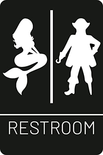 Funny Mermaid Pirate Sign for Restroom Door Wall Decor 12"*8" (516)