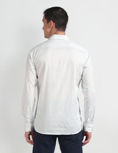 Image of Arrow Abstract Print Twill Casual Shirt White