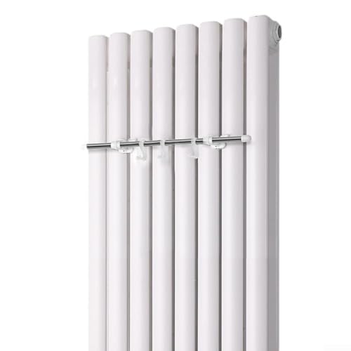 Porte-serviettes chauffant en acier inoxydable pour salle de bain avec 3 crochets, étagère au-dessus de radiateur robuste, étagère compacte, argenté (40...