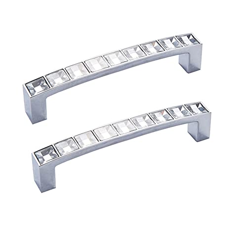 Dreneco 2 piezas Moderno Cristales Tiradores Cocinas Tiradores de Cajón Transparente Cuadrado Tiradores de puerta Muebles Perillas Armarios Pomos 96mm Cover