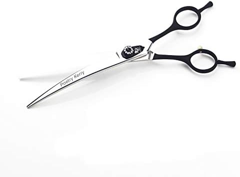high-end Professional pet Care 7/7.5/8 inch pet Scissors 440C Steel Silver (7.5inch Curved Scissors)