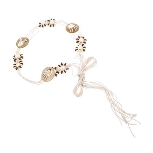 DEARMAMY Cinturón Trenzado Playa Collares De Cascara De Coco Collar De Conchas Para Niña Pulseras De Citronela Pulsera Para Mujer Pulseras De Amistad Cinturilla Del Vestido Algodón Beige