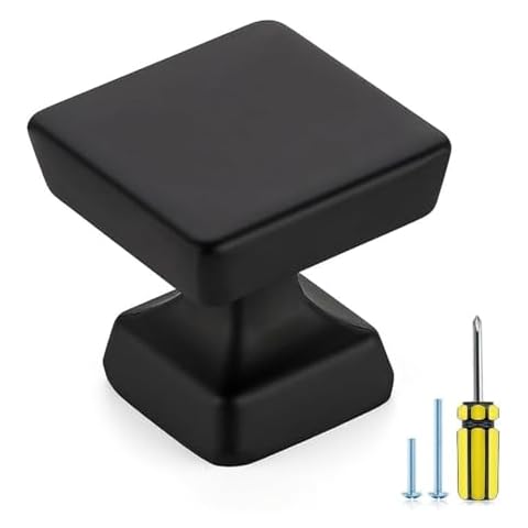 Ravinte Decor 30 Pack Black Cabinet Knobs 1.2 Inch Kitchen Cabinet Knobs for Cabinets and Drawers Square Cabinet Knobs Matt Black Knobs for Dresser Drawers Knobs Solid Kitchen Cabinet Knobs and Pulls Cover