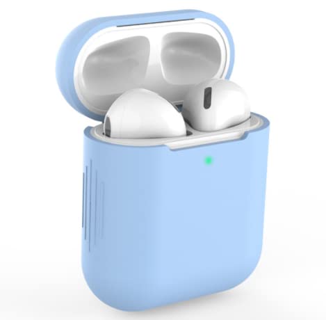 Bluetooth-Kopfhörer-Abdeckung kompatibel mit AirPods 2 und 1, Silikon-Abdeckung stoßfeste Hülle (Blue) Cover
