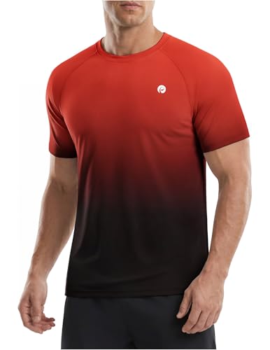 Image of PINSPARK Workout Shirts for Men UPF 50+ Quick Dry Athletic Gym Tee Shirts Mens Short Sleeve Running Cooling Swimming T-Shirt