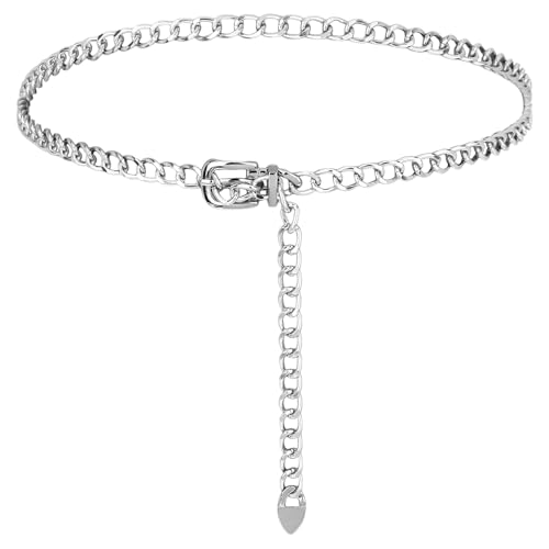 Waist Chain Belts for Women Fashion, Silver Belly Chains Adjustable, Plus Size Western Belts Cowgirl Dress Party Wedding