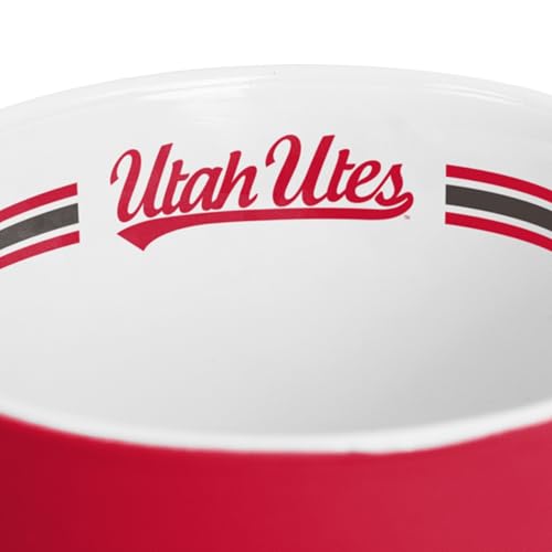 Image of Logo Brands NCAA Utah Utes 15oz Stripe Mug - Team Logo, Inside Print, Standard Handle, Microwave & Dishwasher Safe