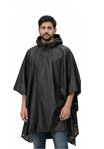 Image of ROCKSPORT Ultralite 3 in 1 Outdoor Hooded Rain Poncho for Adult Unisex, Riding Poncho & Full Cover Waterproof Design, Lightweight & Reusable, One Size Fits Most